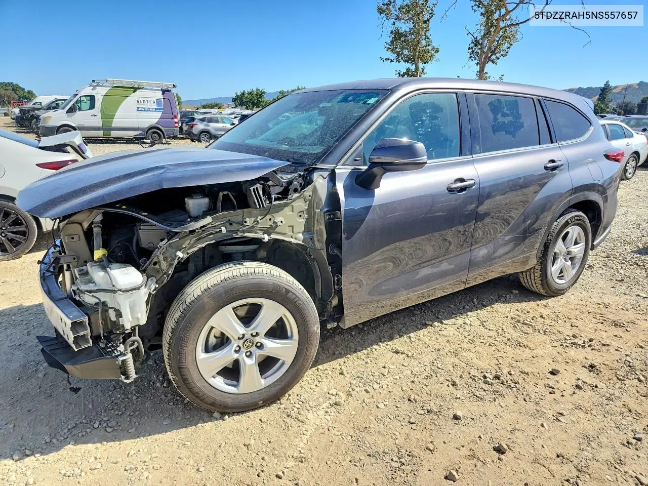 2022 Toyota Highlander Le VIN: 5TDZZRAH5NS557657 Lot: 57253526