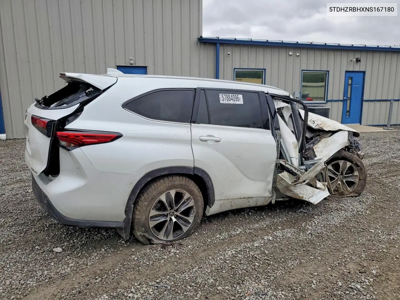 2022 Toyota Highlander Xle VIN: 5TDHZRBHXNS167180 Lot: 57884096