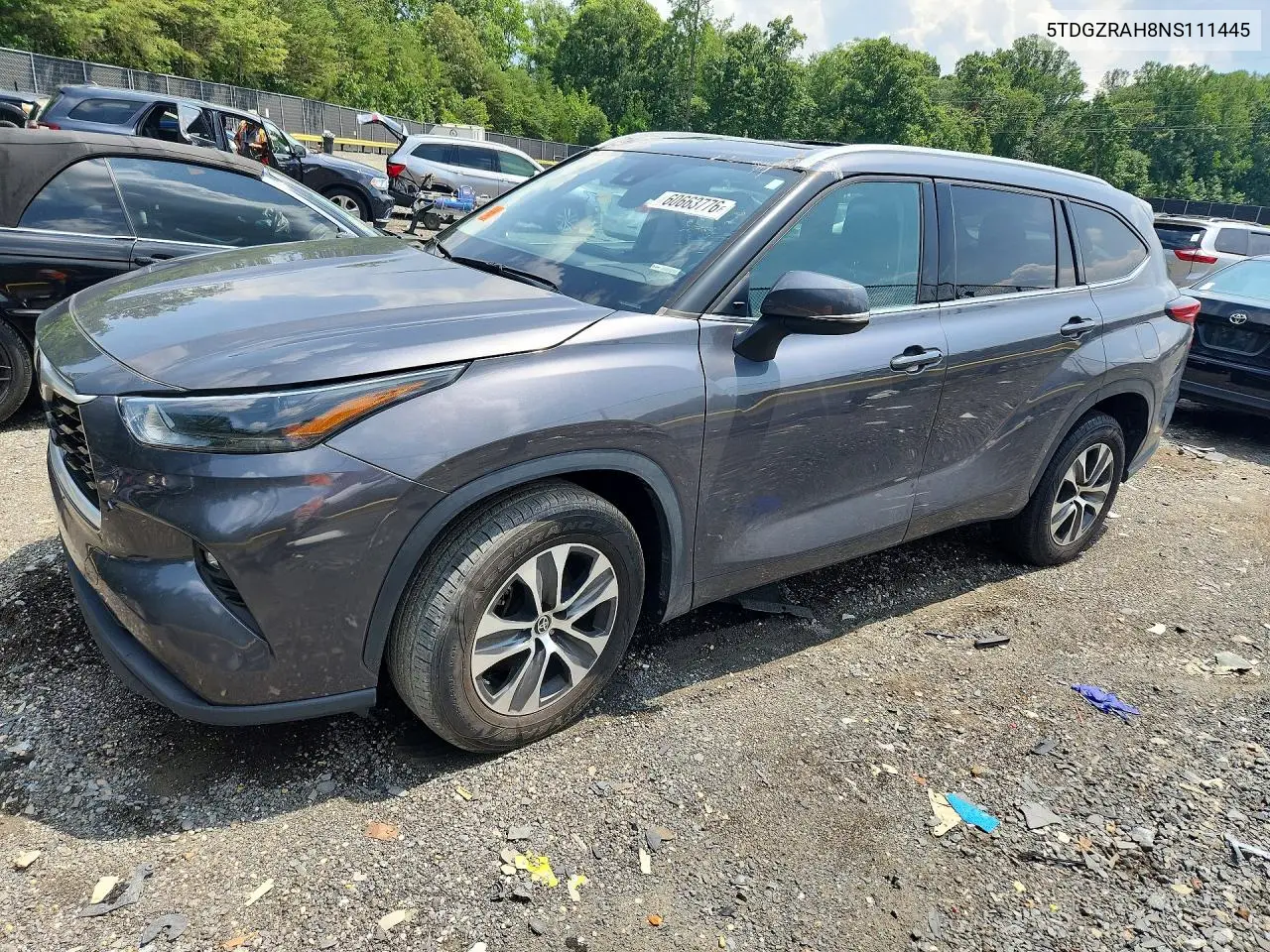 2022 Toyota Highlander Xle VIN: 5TDGZRAH8NS111445 Lot: 60663776