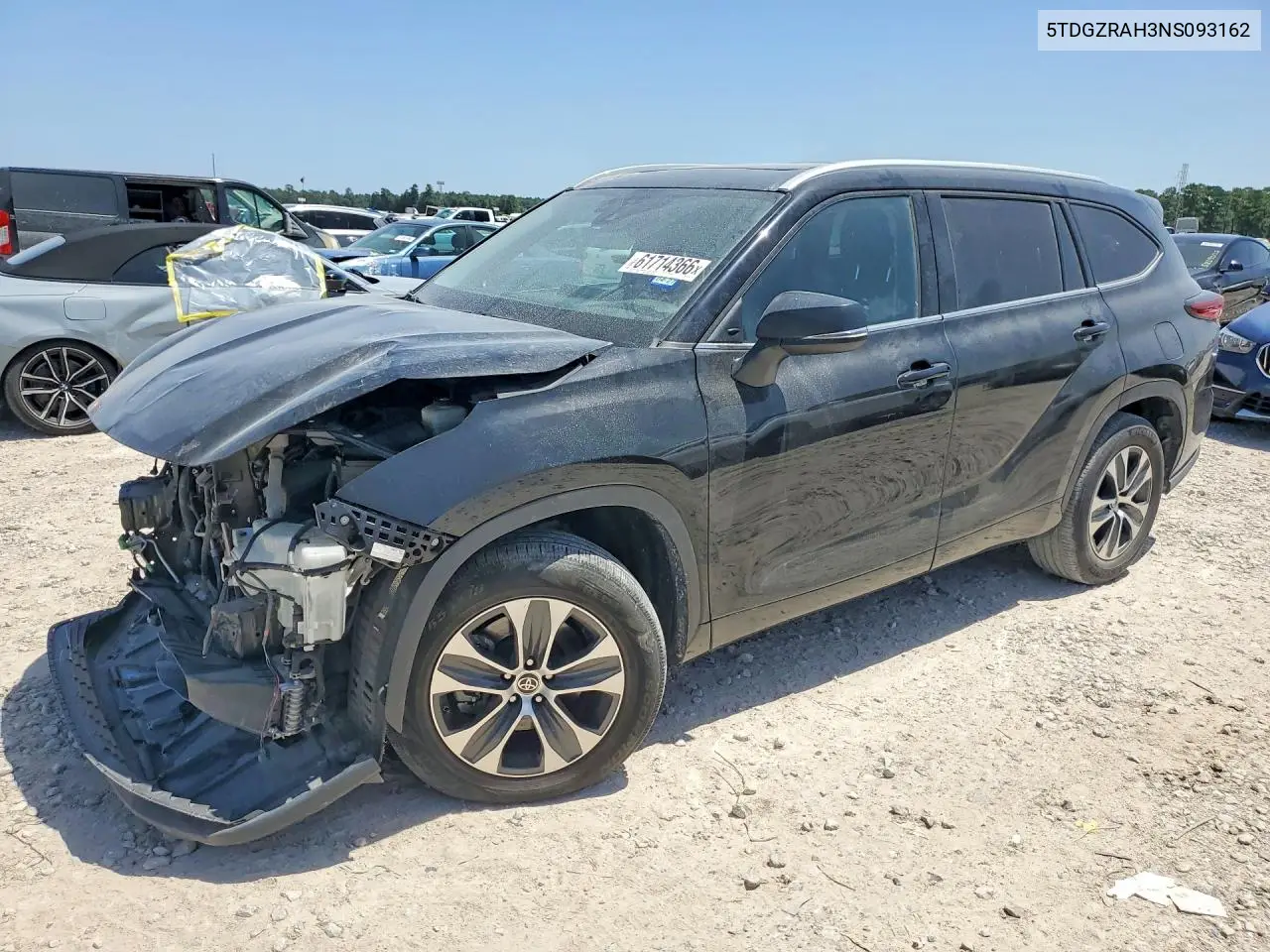 2022 Toyota Highlander Xle VIN: 5TDGZRAH3NS093162 Lot: 61714366