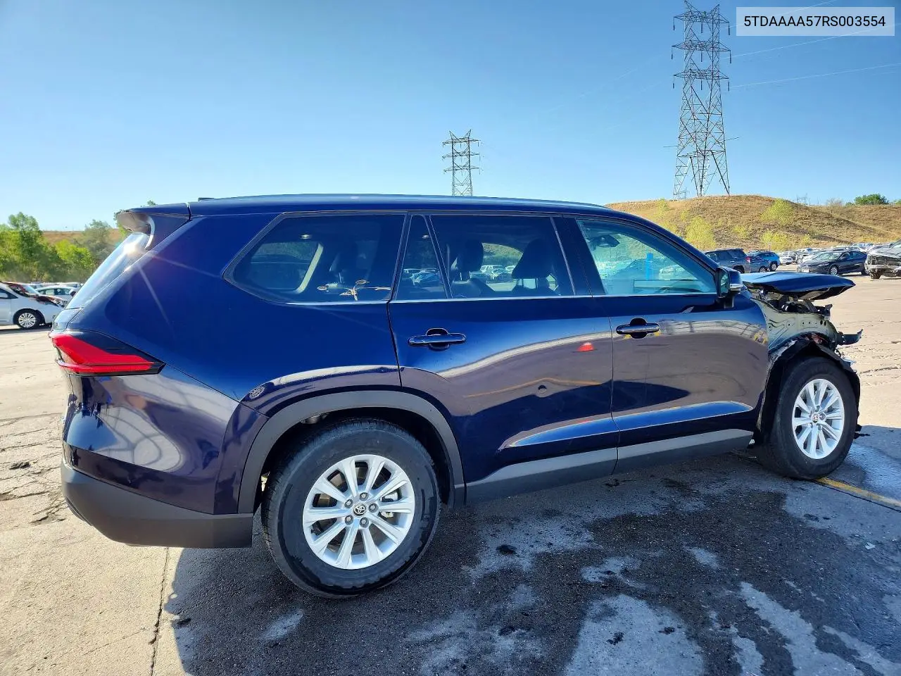 2024 Toyota Grand Highlander Xle VIN: 5TDAAAA57RS003554 Lot: 60657966
