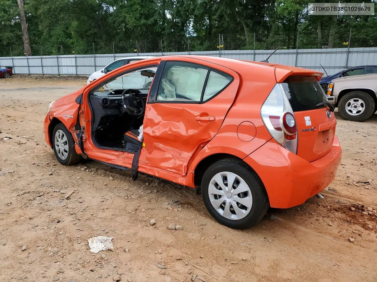 2012 Toyota Prius C Two VIN: JTDKDTB38C1028679 Lot: 60743786