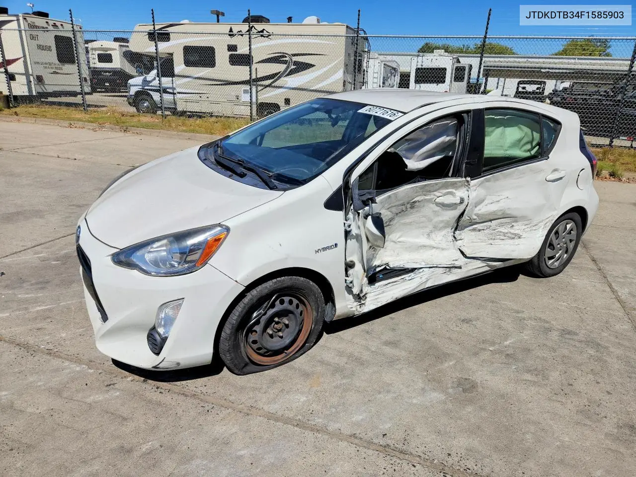 2015 Toyota Prius C Two VIN: JTDKDTB34F1585903 Lot: 60721616