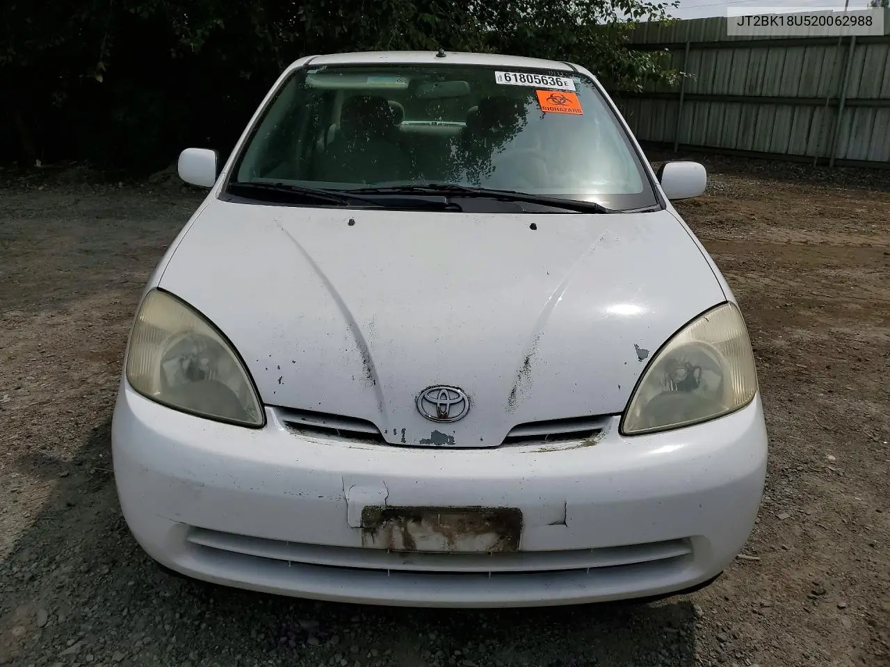 2002 Toyota Prius Base VIN: JT2BK18U520062988 Lot: 61805636