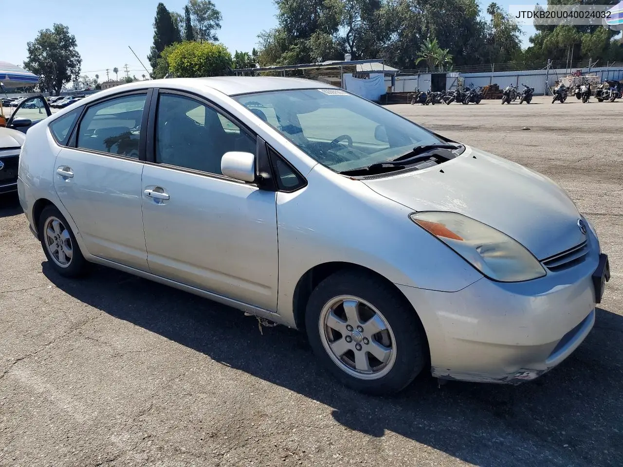 2004 Toyota Prius Base VIN: JTDKB20U040024032 Lot: 62097566