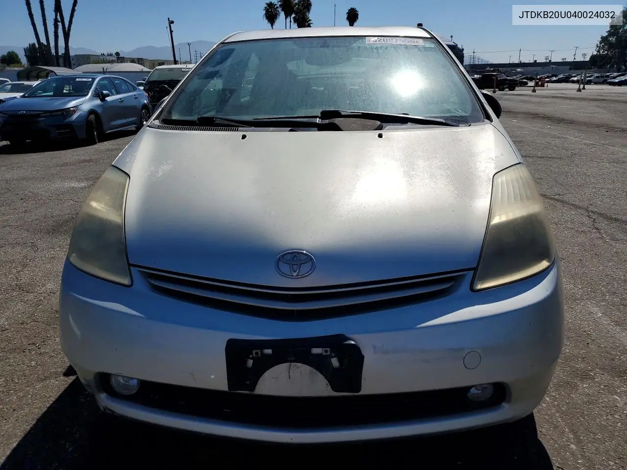 2004 Toyota Prius Base VIN: JTDKB20U040024032 Lot: 62097566