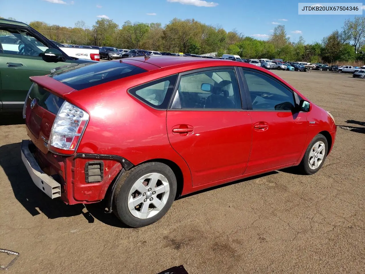 2006 Toyota Prius Base VIN: JTDKB20UX67504346 Lot: 51435866