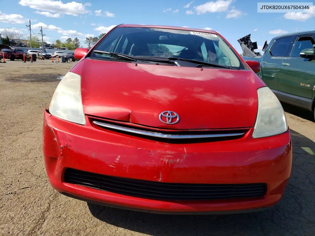 2006 Toyota Prius Base VIN: JTDKB20UX67504346 Lot: 51435866