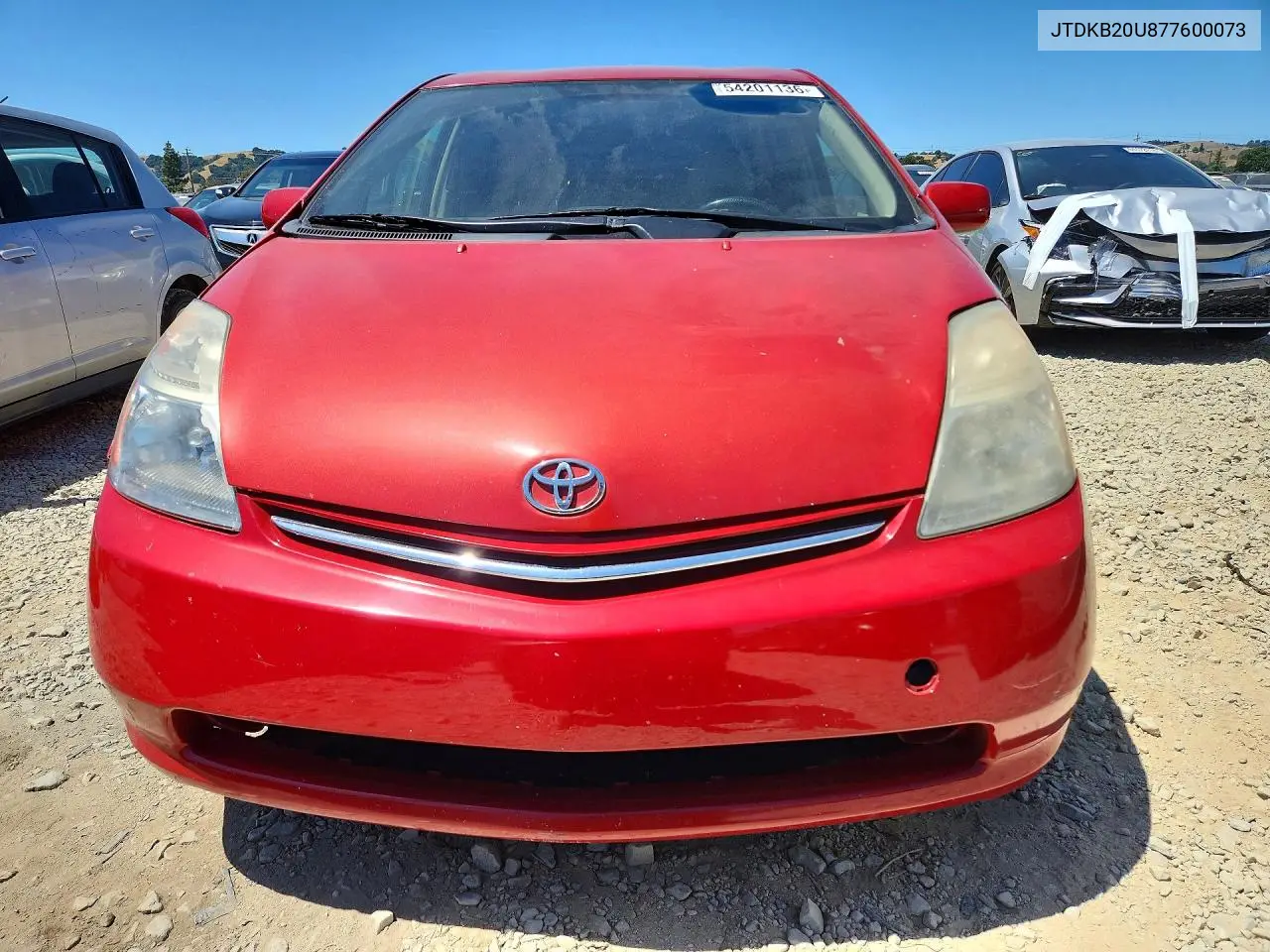 2007 Toyota Prius Base VIN: JTDKB20U877600073 Lot: 54201136