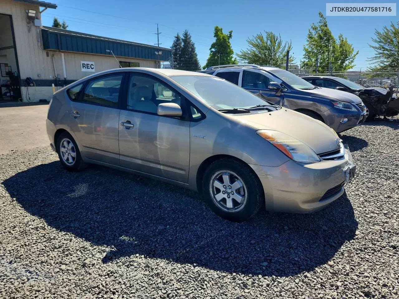 2007 Toyota Prius Base VIN: JTDKB20U477581716 Lot: 57030566