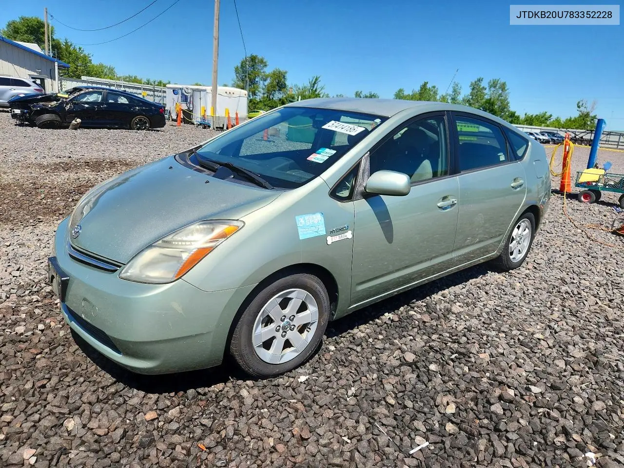 2008 Toyota Prius Base VIN: JTDKB20U783352228 Lot: 57414186