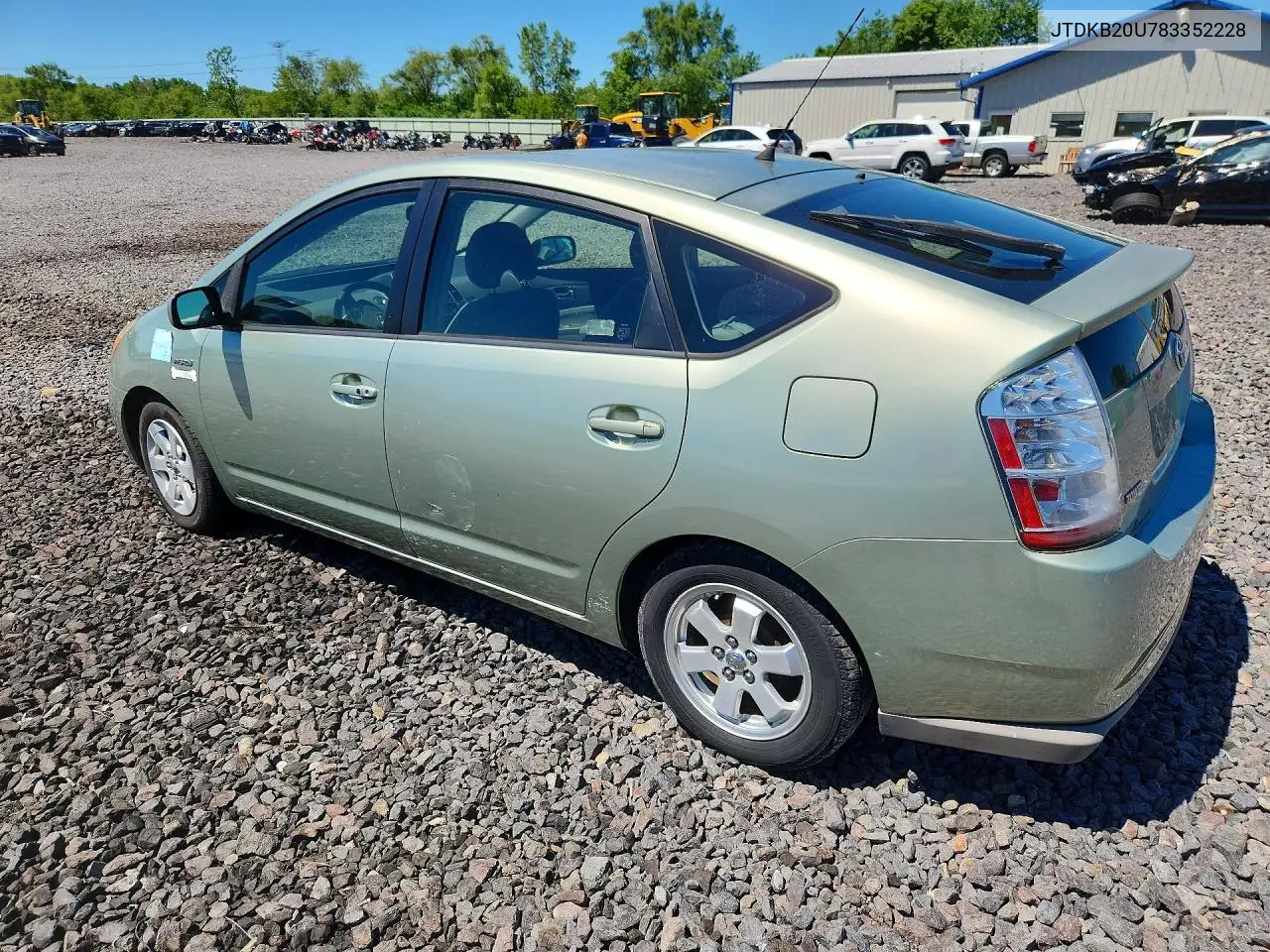 2008 Toyota Prius Base VIN: JTDKB20U783352228 Lot: 57414186