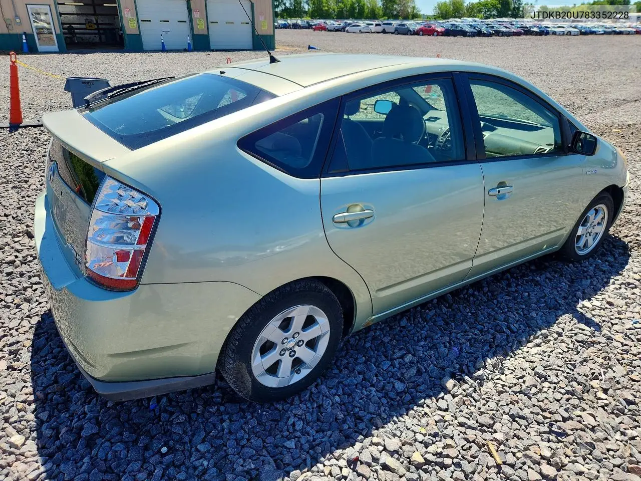 2008 Toyota Prius Base VIN: JTDKB20U783352228 Lot: 57414186