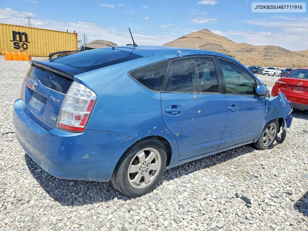 2008 Toyota Prius Base VIN: JTDKB20U487711916 Lot: 58399236