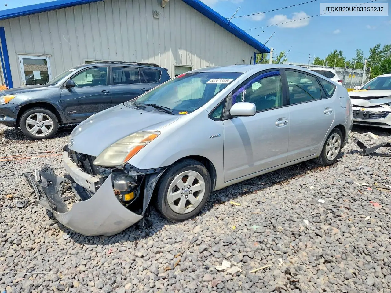 2008 Toyota Prius Base VIN: JTDKB20U683358232 Lot: 60791756
