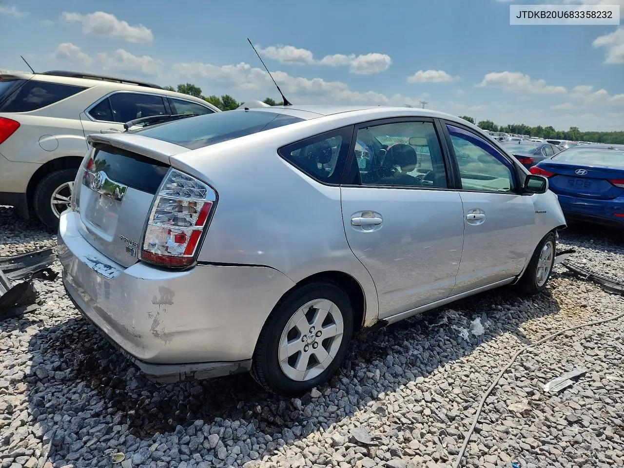 2008 Toyota Prius Base VIN: JTDKB20U683358232 Lot: 60791756