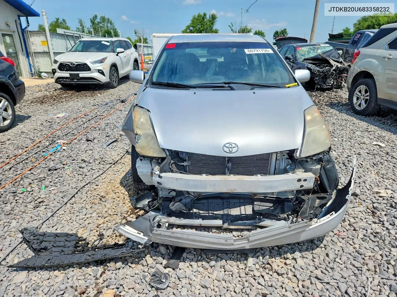 2008 Toyota Prius Base VIN: JTDKB20U683358232 Lot: 60791756