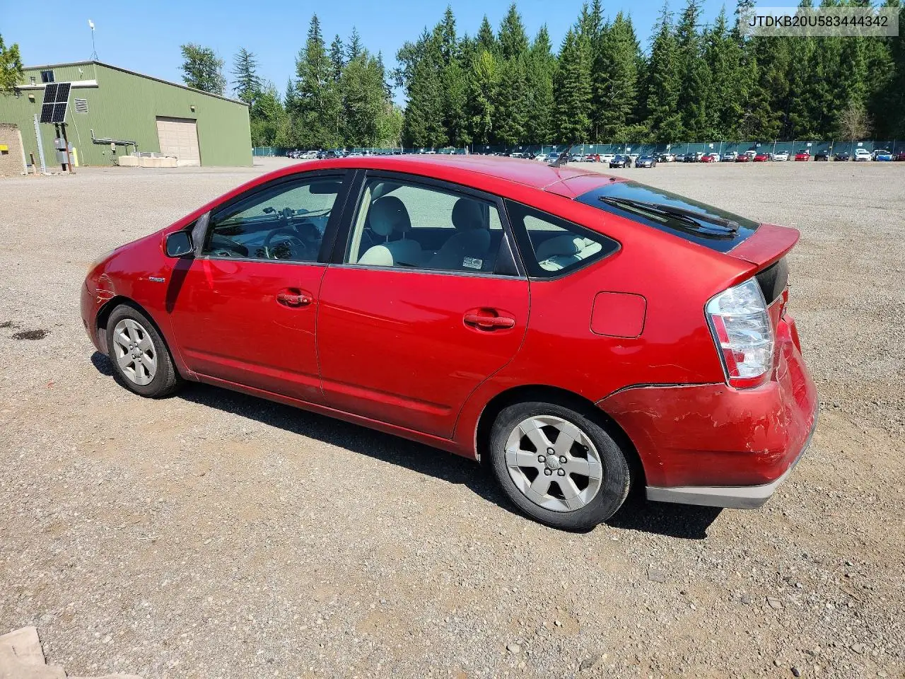 2008 Toyota Prius Base VIN: JTDKB20U583444342 Lot: 61920846