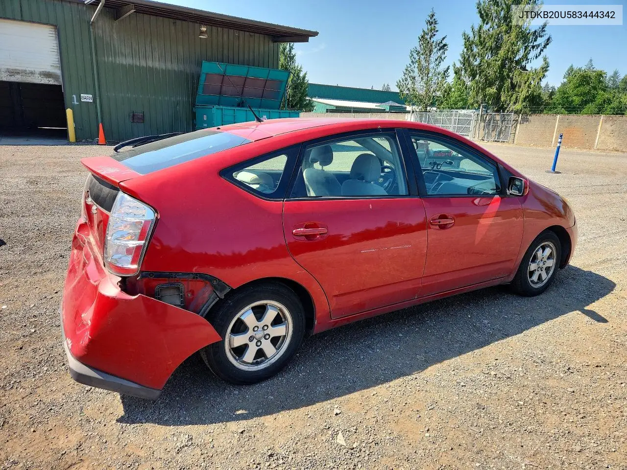 2008 Toyota Prius Base VIN: JTDKB20U583444342 Lot: 61920846