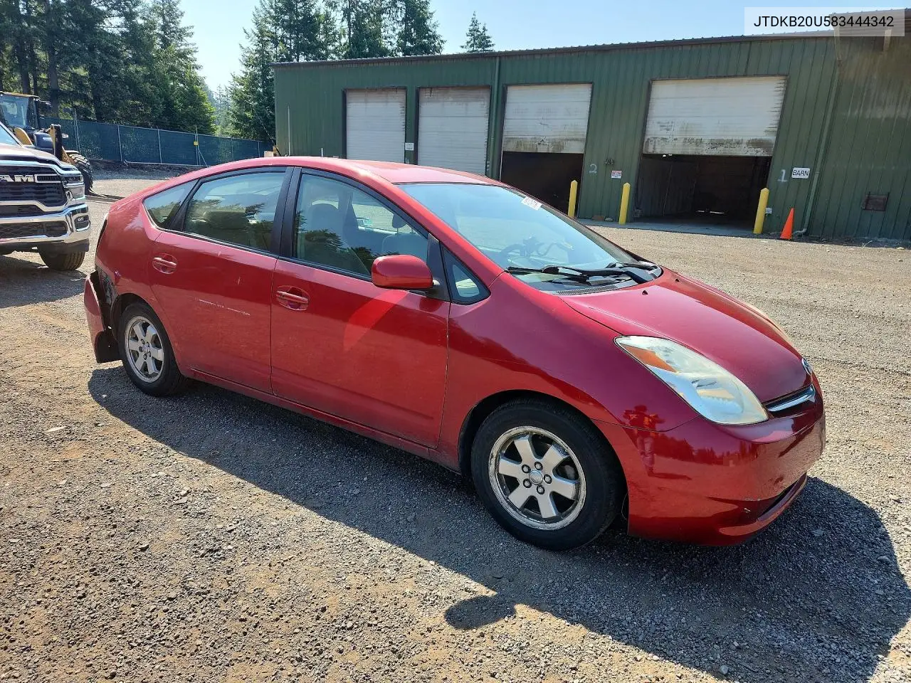 2008 Toyota Prius Base VIN: JTDKB20U583444342 Lot: 61920846