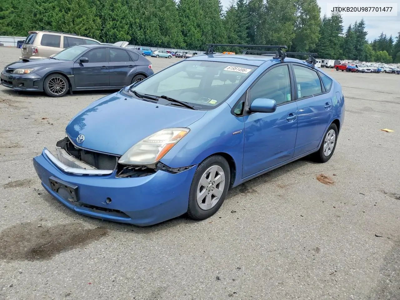 2008 Toyota Prius Base VIN: JTDKB20U987701477 Lot: 61951496