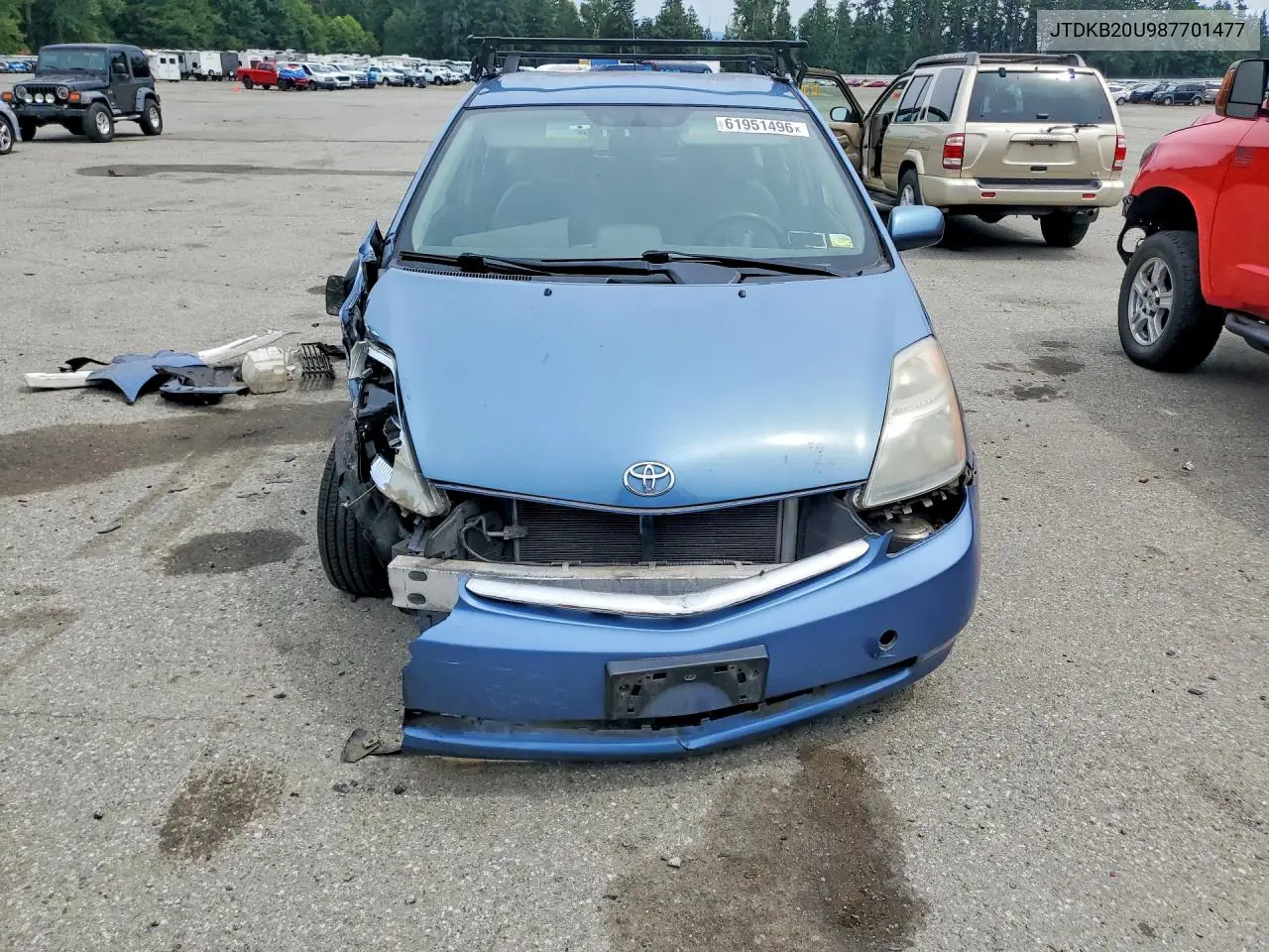 2008 Toyota Prius Base VIN: JTDKB20U987701477 Lot: 61951496