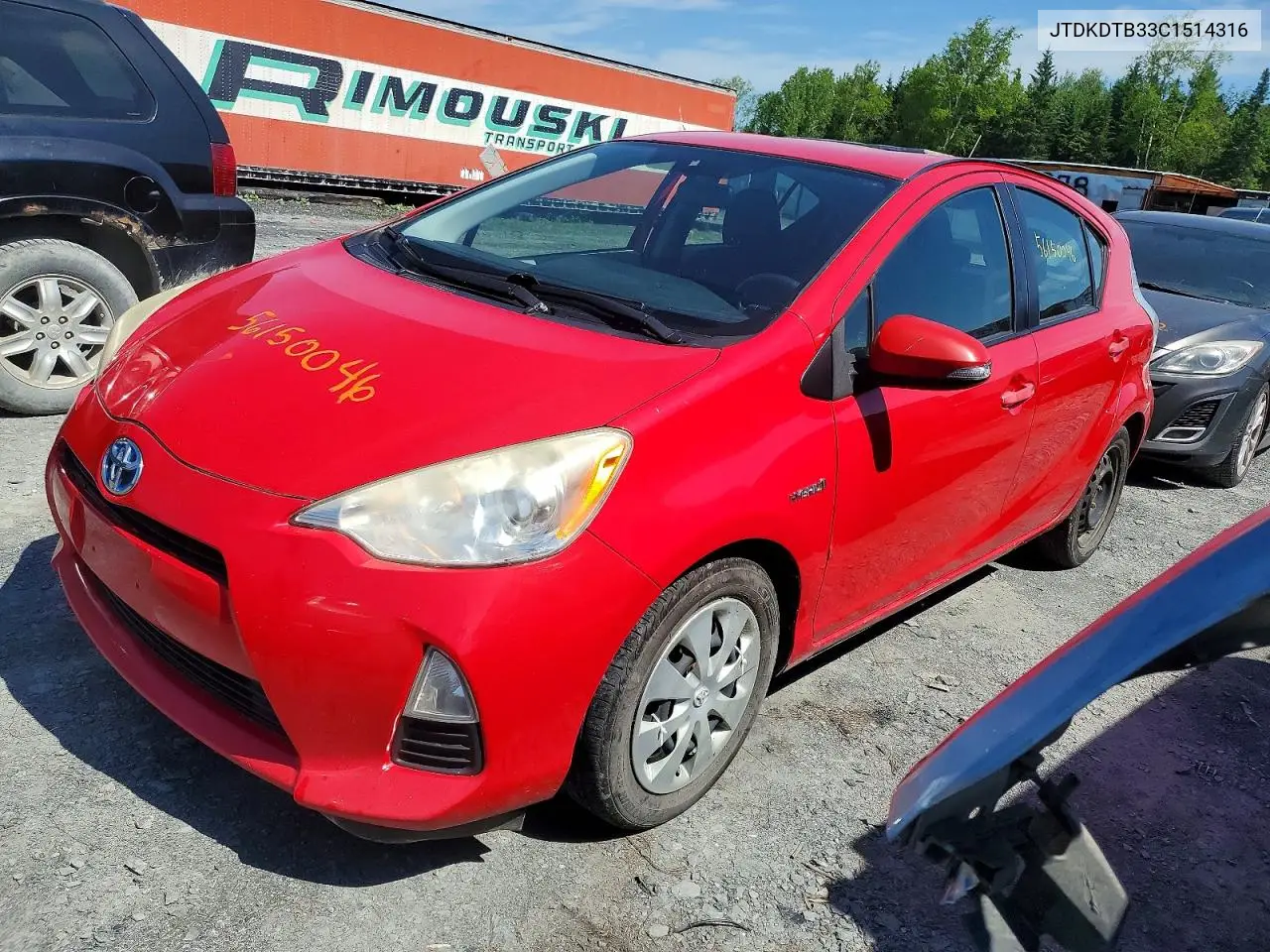 2012 Toyota Prius C One VIN: JTDKDTB33C1514316 Lot: 56150046