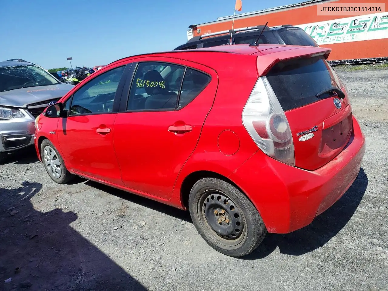 2012 Toyota Prius C One VIN: JTDKDTB33C1514316 Lot: 56150046