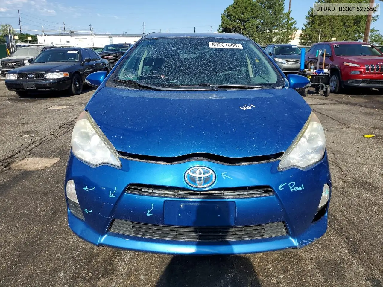 2012 Toyota Prius C Two VIN: JTDKDTB33C1527650 Lot: 60861006