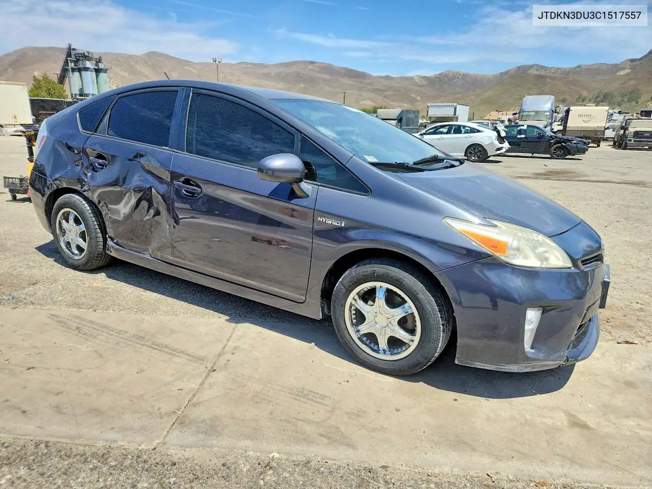 2012 Toyota Prius Three VIN: JTDKN3DU3C1517557 Lot: 61917976