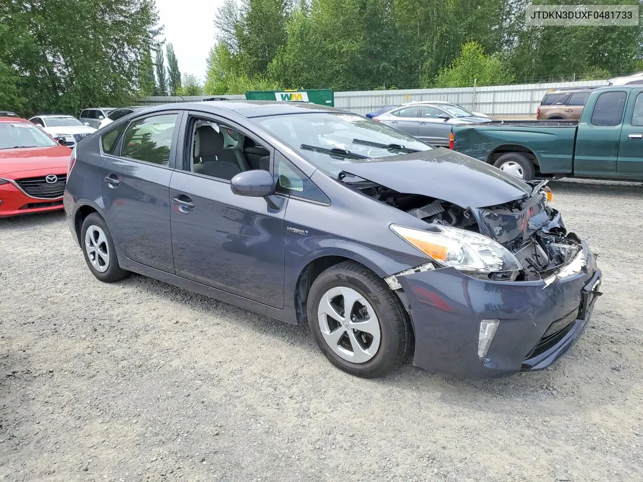 2015 Toyota Prius Three VIN: JTDKN3DUXF0481733 Lot: 61625176