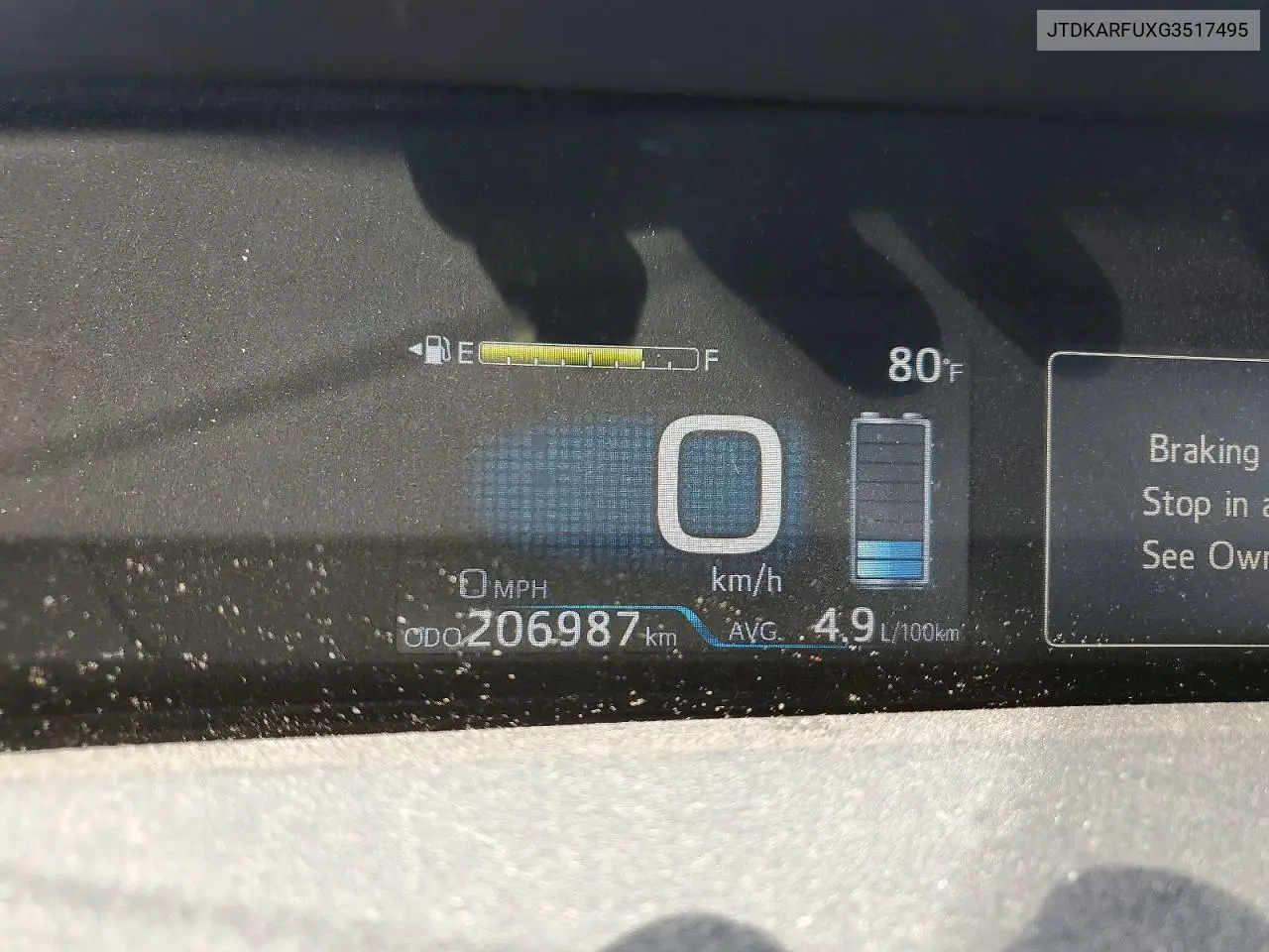 2016 Toyota Prius Three VIN: JTDKARFUXG3517495 Lot: 62113216