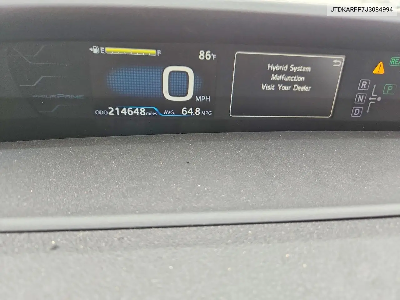 2018 Toyota Prius Prime Plus VIN: JTDKARFP7J3084994 Lot: 61521876
