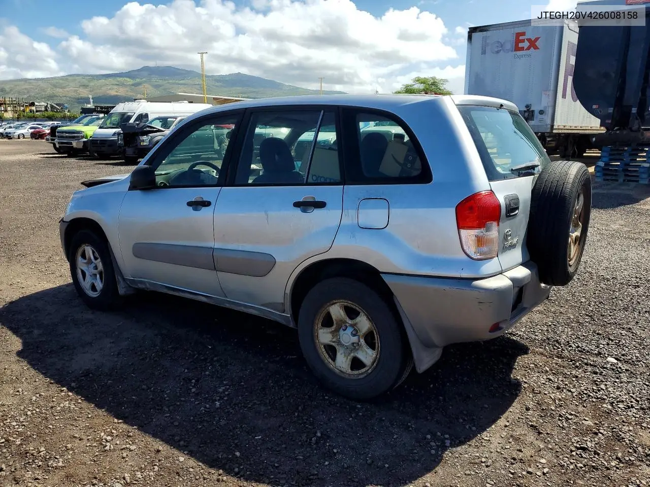 2002 Toyota Rav4 Base VIN: JTEGH20V426008158 Lot: 58941076
