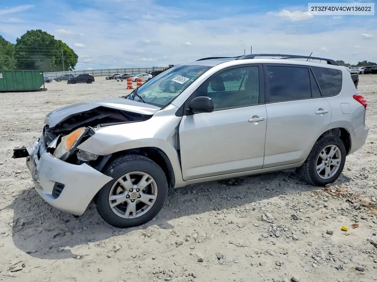 2012 Toyota Rav4 Base VIN: 2T3ZF4DV4CW136022 Lot: 58654616