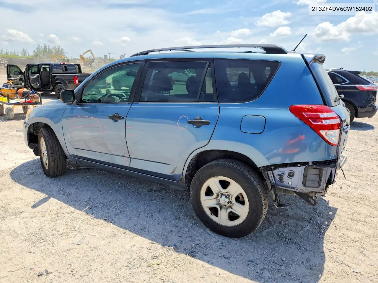 2012 Toyota Rav4 Base VIN: 2T3ZF4DV6CW152402 Lot: 58971576