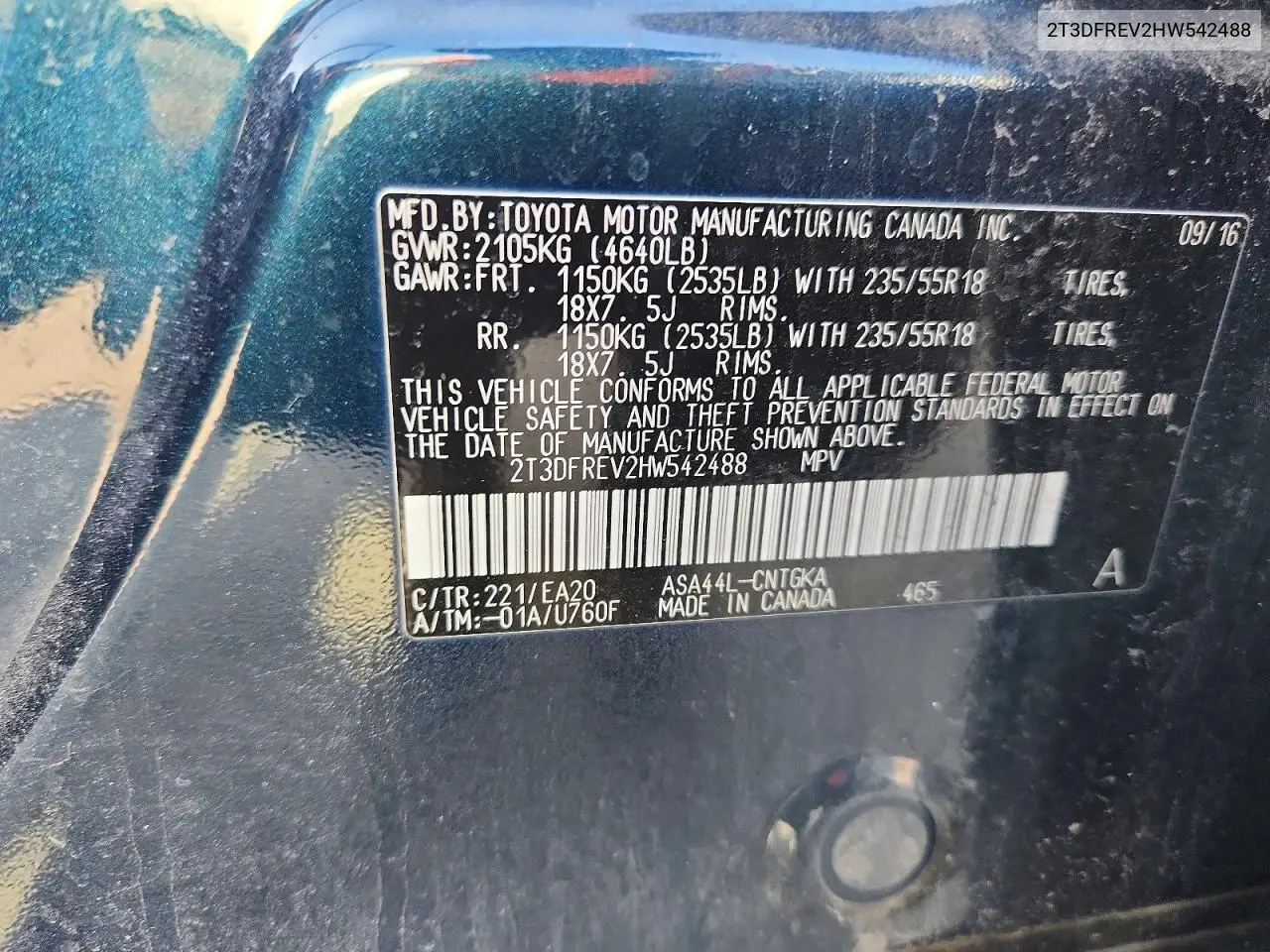 2017 Toyota Rav4 Platinum VIN: 2T3DFREV2HW542488 Lot: 60591986