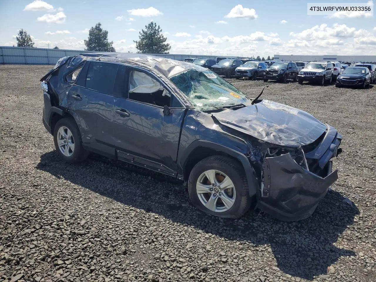 4T3LWRFV9MU033356 2021 Toyota Rav4 Le
