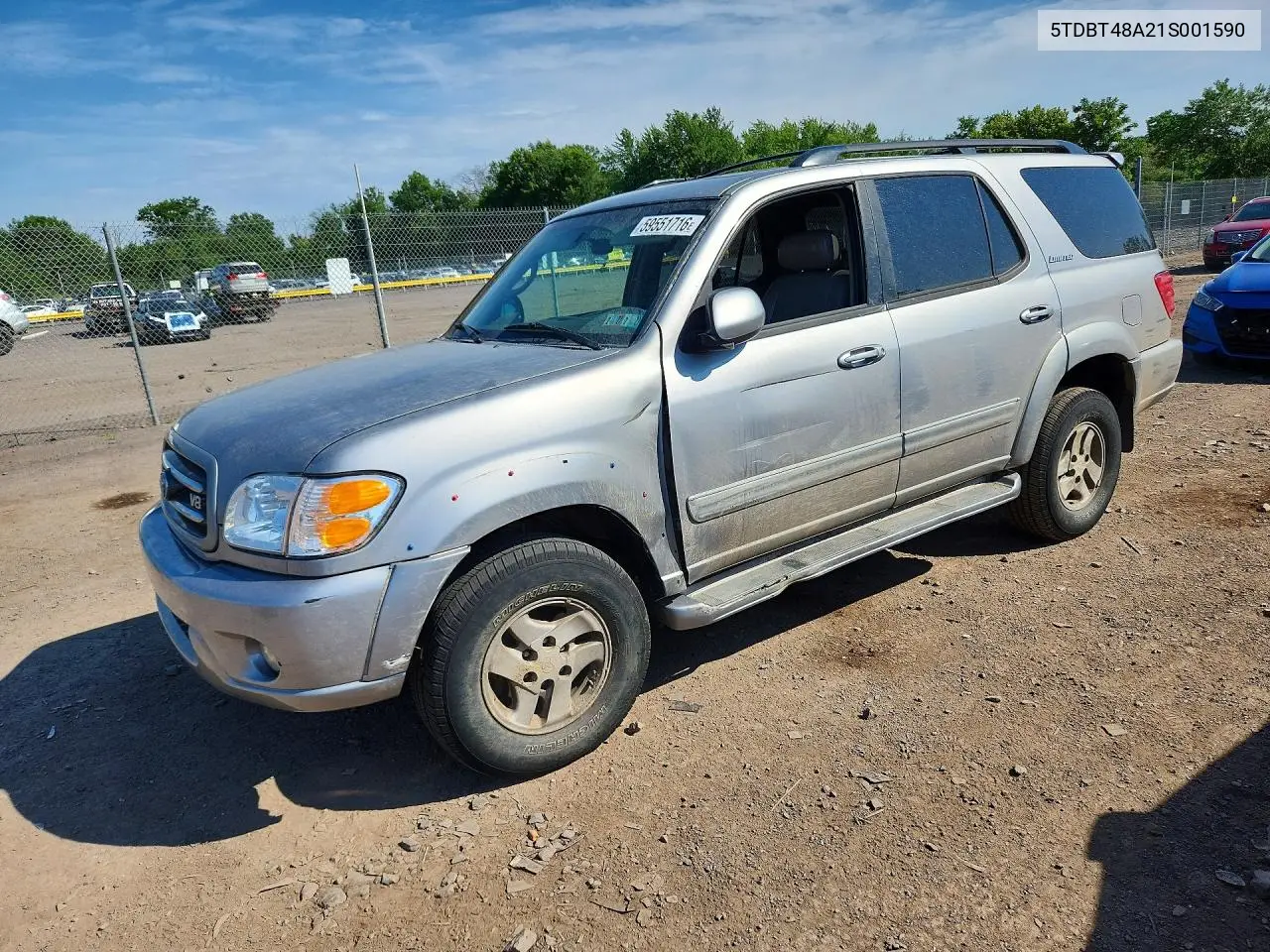 2001 Toyota Sequoia Limited VIN: 5TDBT48A21S001590 Lot: 59551716