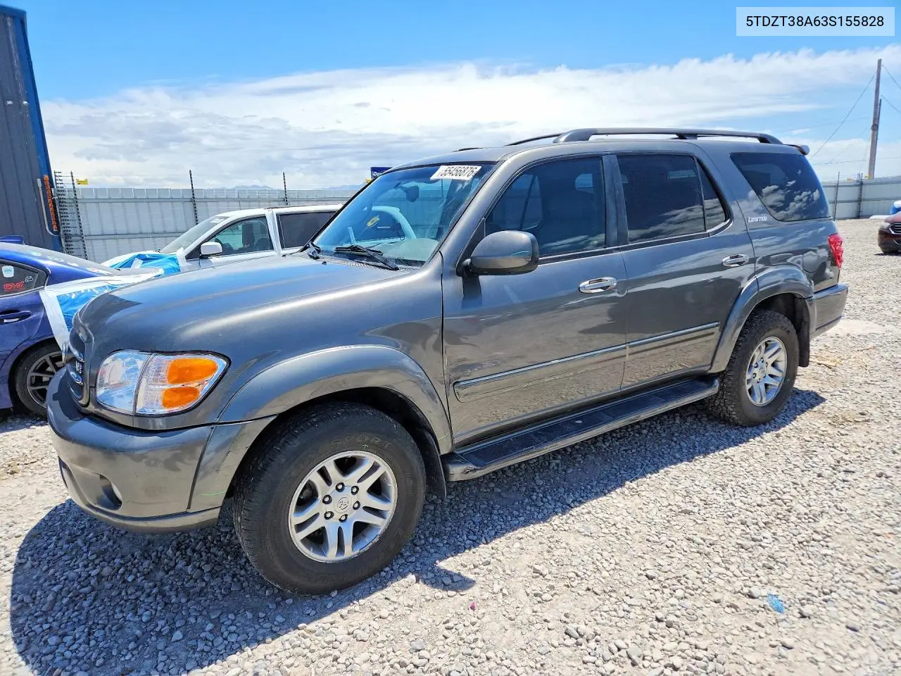 2003 Toyota Sequoia Limited VIN: 5TDZT38A63S155828 Lot: 55456876