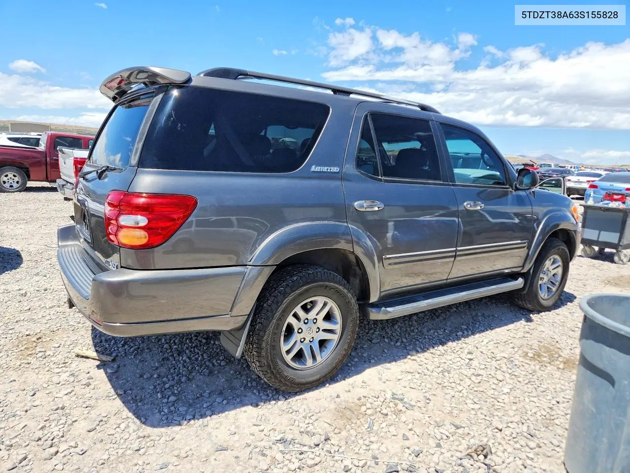 2003 Toyota Sequoia Limited VIN: 5TDZT38A63S155828 Lot: 55456876