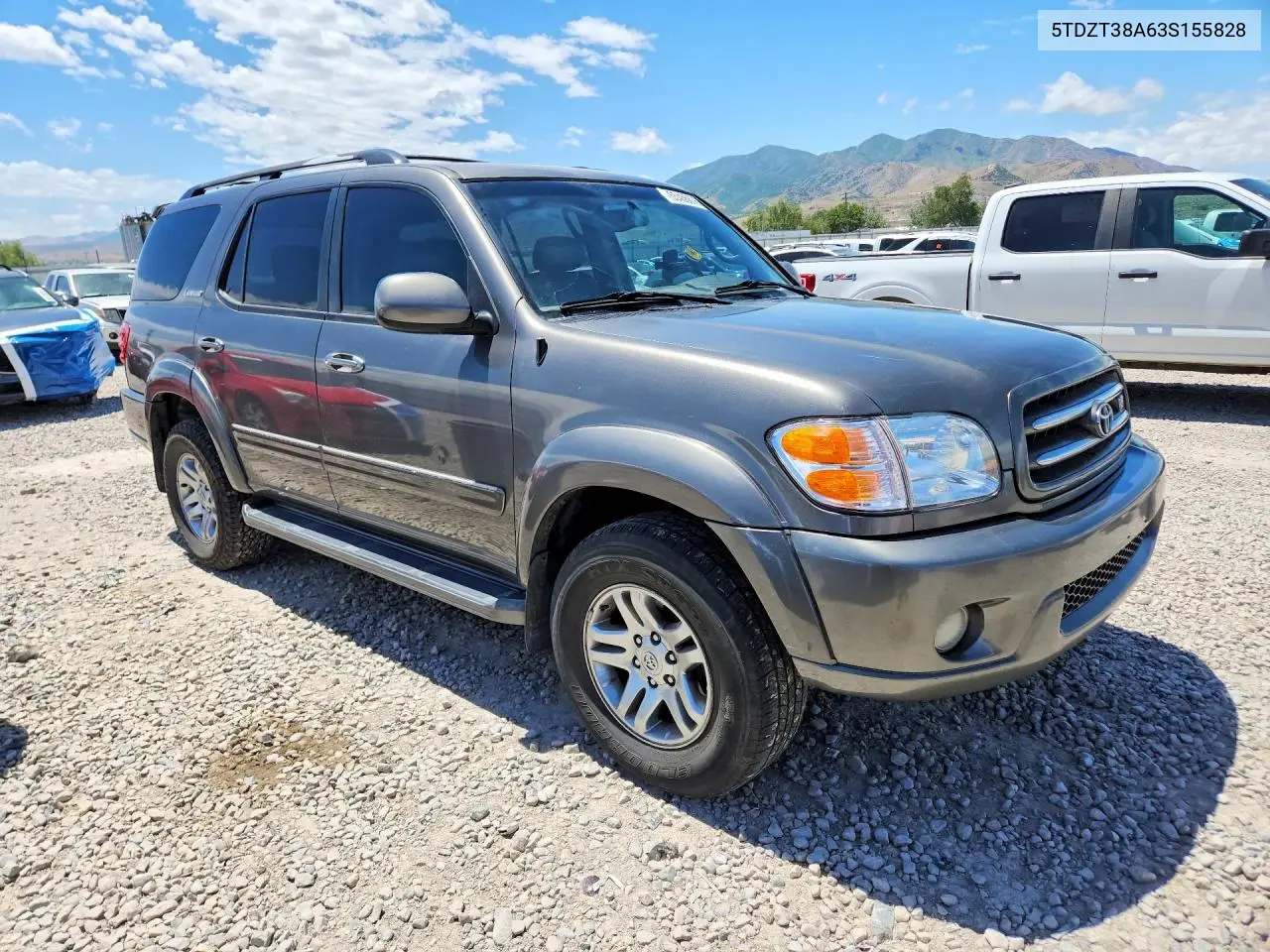 2003 Toyota Sequoia Limited VIN: 5TDZT38A63S155828 Lot: 55456876