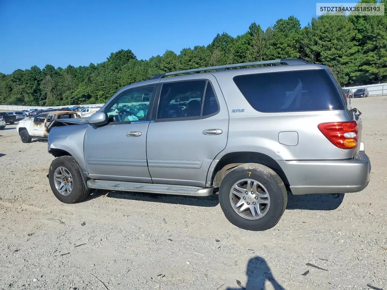 2003 Toyota Sequoia Sr5 VIN: 5TDZT34AX3S185193 Lot: 60058836