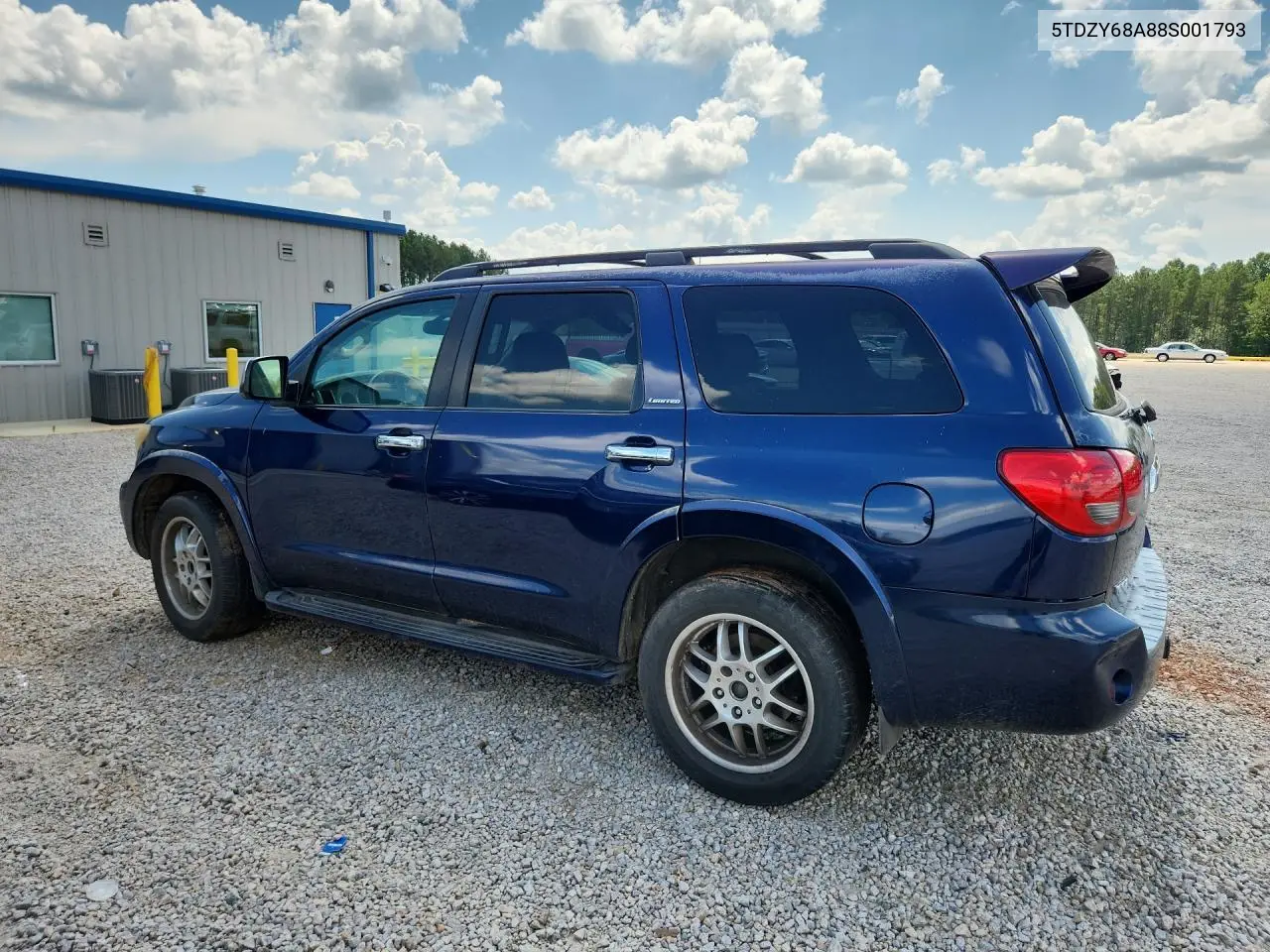 2008 Toyota Sequoia Limited VIN: 5TDZY68A88S001793 Lot: 61914686