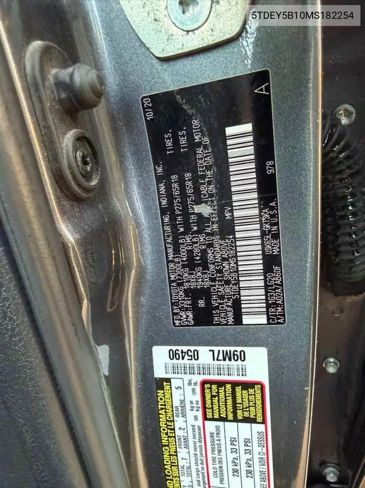 5TDEY5B10MS182254 2021 Toyt Sequoia Trd Pro