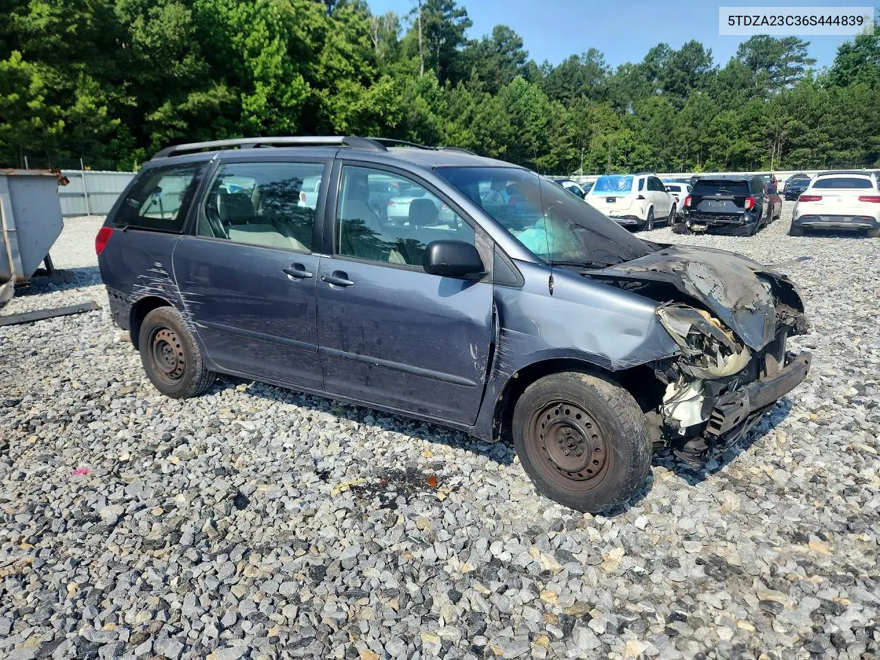 2006 Toyota Sienna Ce 8 Passenger VIN: 5TDZA23C36S444839 Lot: 58828316