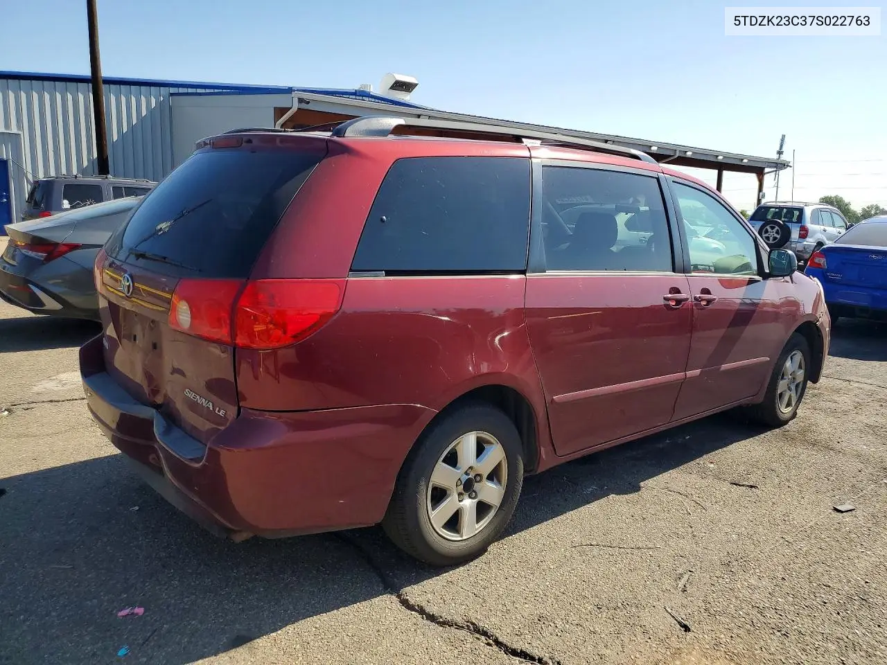 2007 Toyota Sienna Le 8-Passenger VIN: 5TDZK23C37S022763 Lot: 61721916