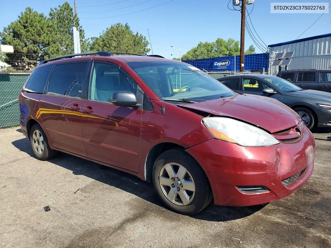 2007 Toyota Sienna Le 8-Passenger VIN: 5TDZK23C37S022763 Lot: 61721916