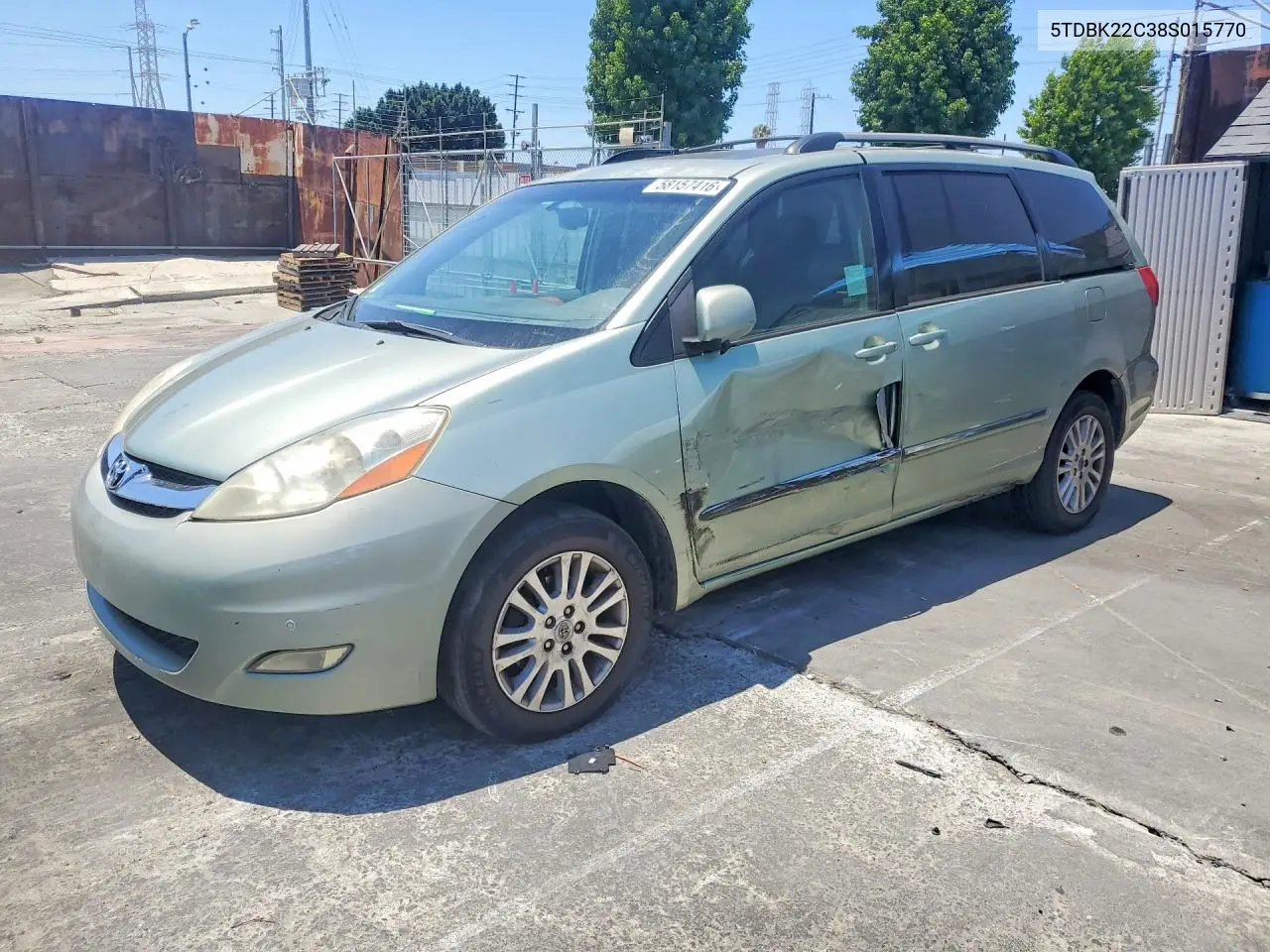 2008 Toyota Sienna Xle Limited VIN: 5TDBK22C38S015770 Lot: 58157416