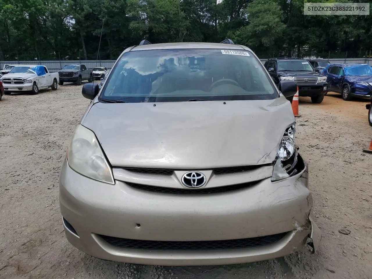2008 Toyota Sienna Ce 7-Passenger VIN: 5TDZK23C38S221992 Lot: 59112586